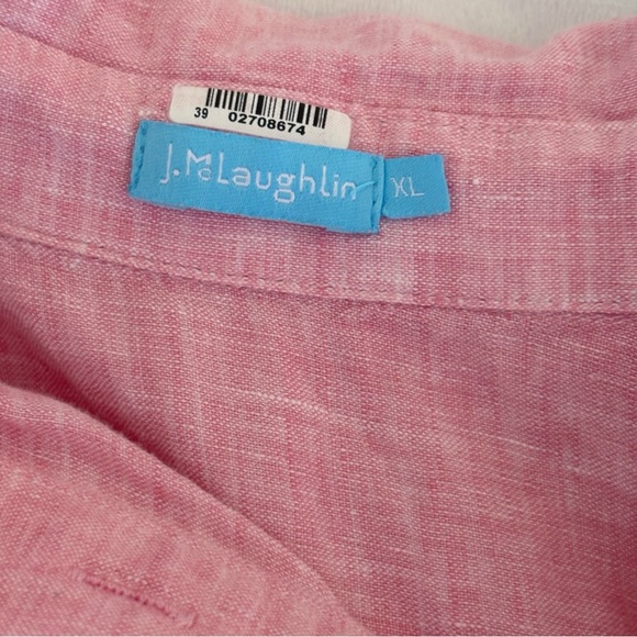 J.McLaughlin Fallon Pink Linen Popover Shirt Tunic XL - Picture 5 of 6